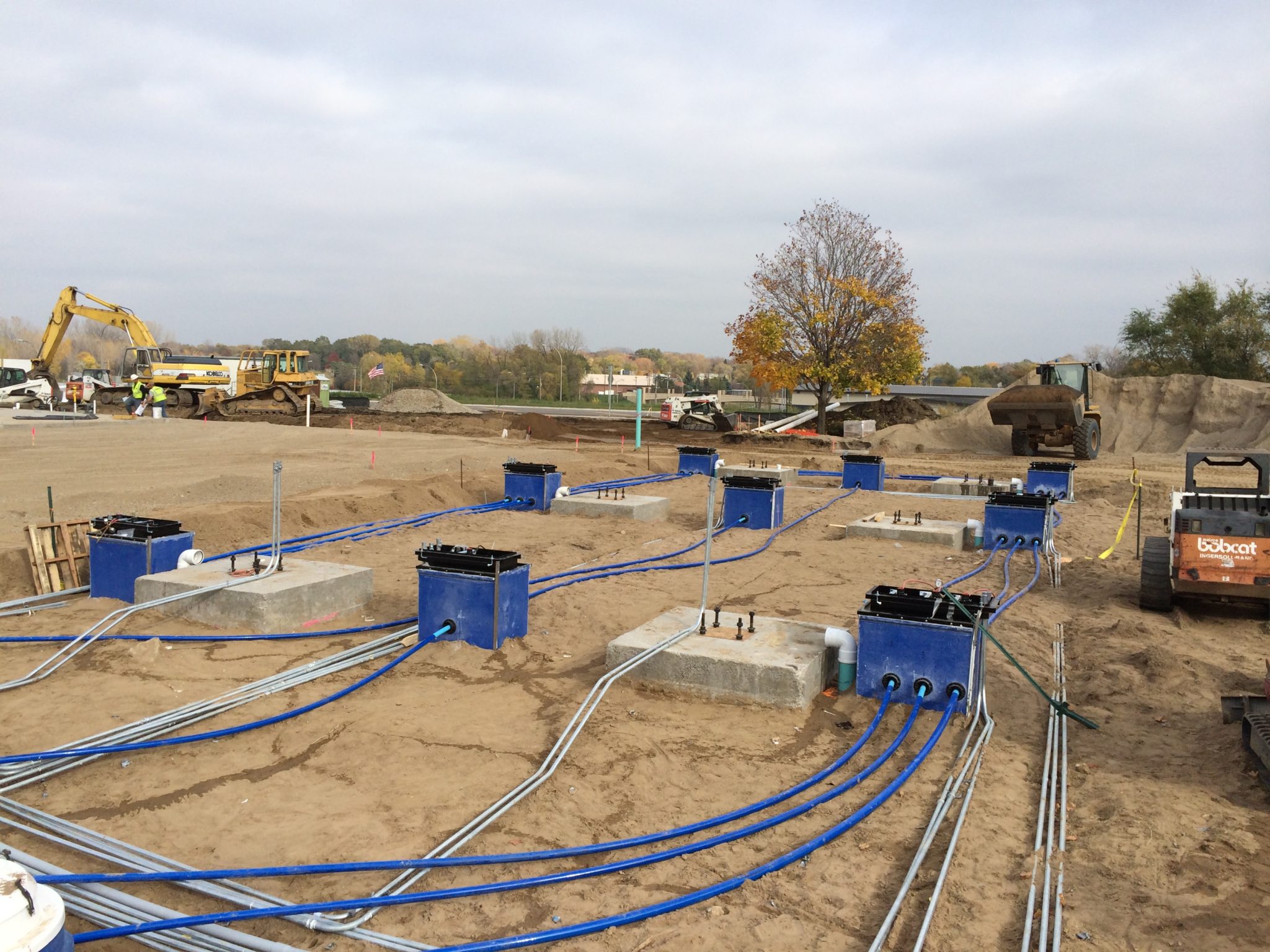 underground piping staged for a concrete pour